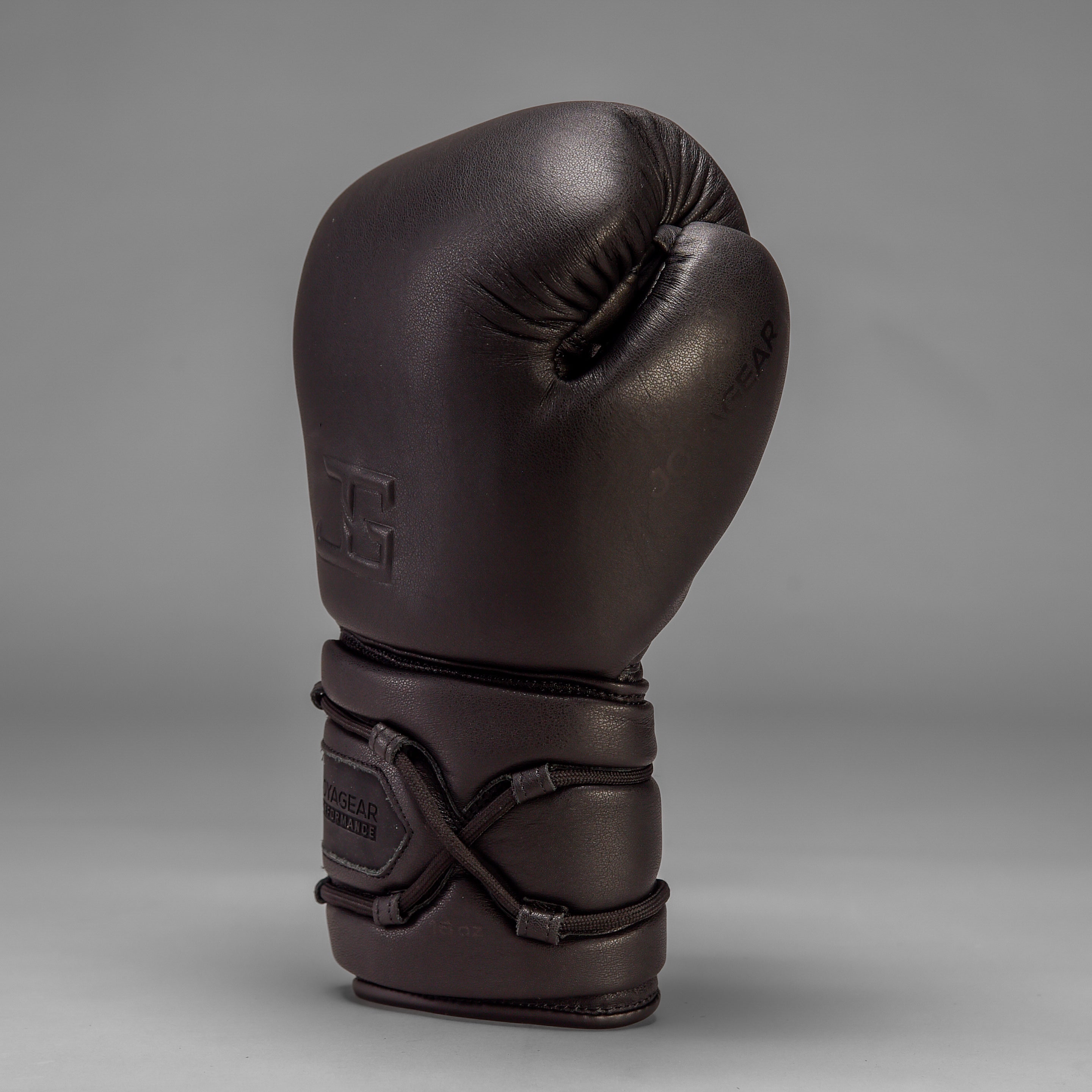 Joyagear Elite Performance Schnür-Boxhandschuhe Leder Schwarz